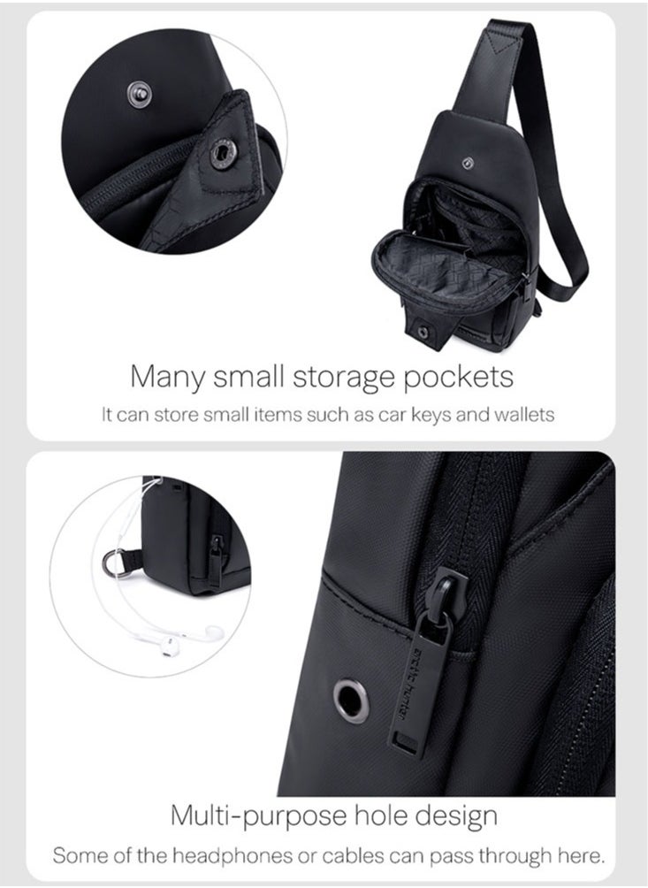 ARCTIC HUNTER Business Chest Sling Bag, Durable Sport Travel Shopping Phone Money Pouch for Men, Black  - Image 4