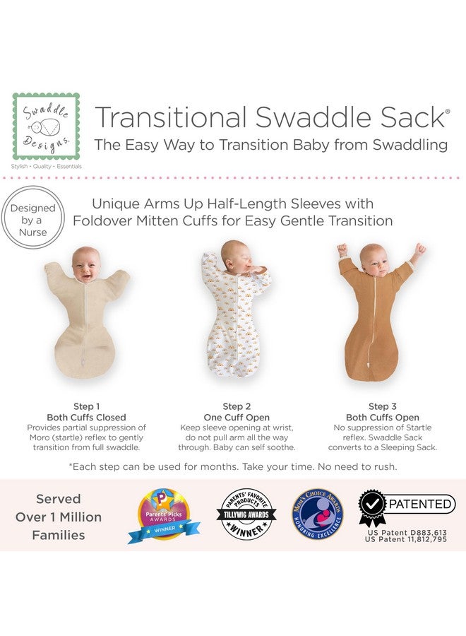 SwaddleDesigns Transitional Swaddle Sack with Arms Up Half-Length Sleeves and Mitten Cuffs, Medium, 3-6 Months, 14-21 lb, Watercolor Sunny Days (Arms Up Swaddle, Transition Swaddle Sleep Sack) - Image 4