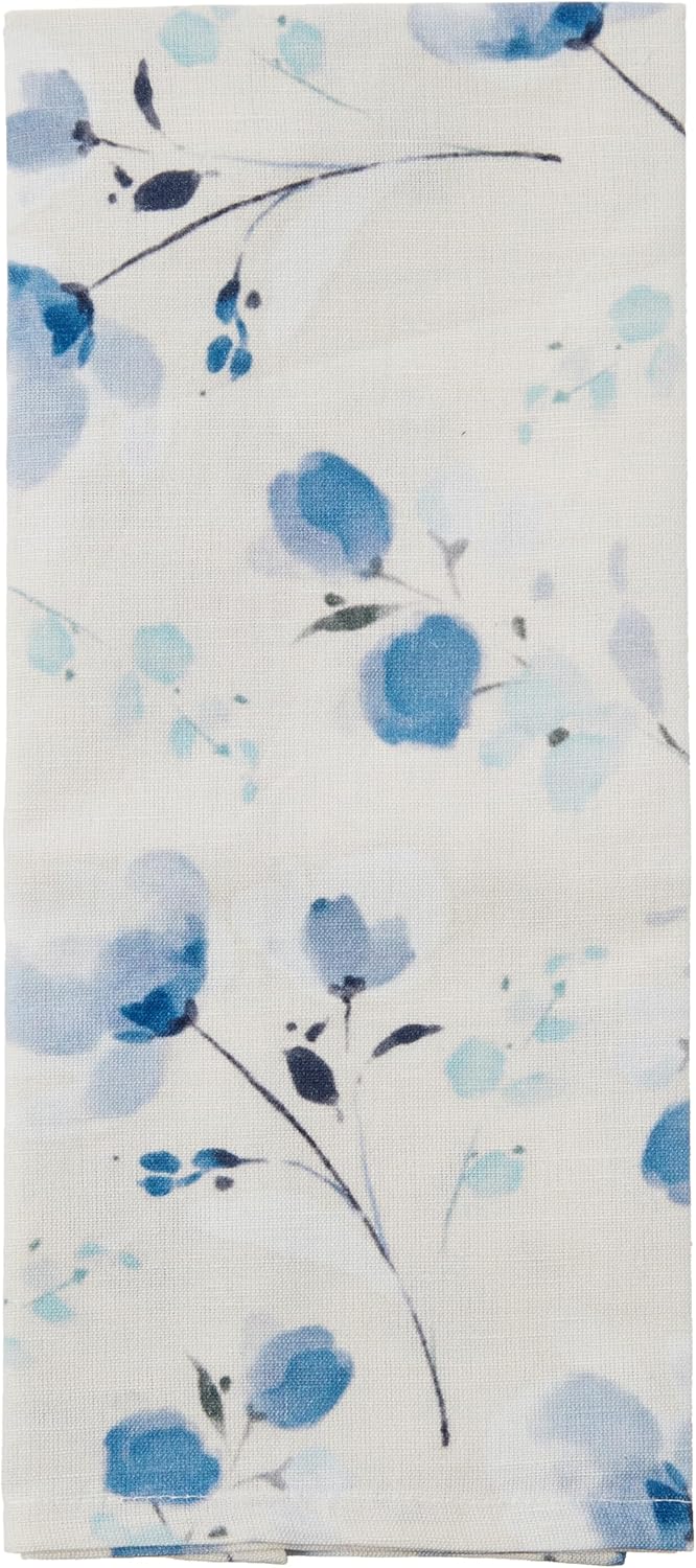 Karma Linen Blend Tea Towel Blue Floral 2800 x 2000 - Image 1