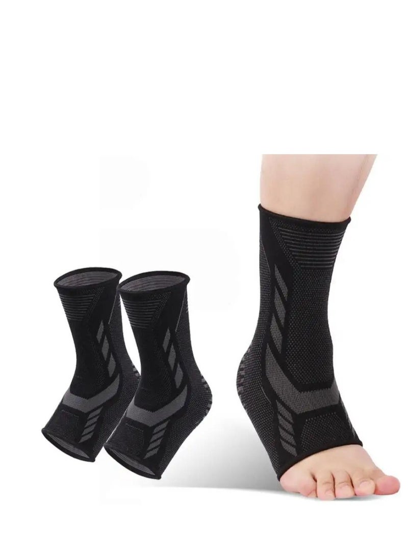 Y&D Ankle Compression Sleeve Plantar Fasciitis Socks for Women and Men, Brace Foot Achilles Tendonitis Stabilizer 1Pair Black Medium - Image 1