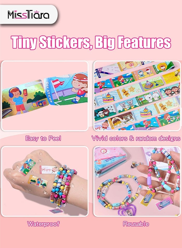 مس تيارا مجموعة أدوات تزيين للأطفال، تتضمن 400 ملصق كرتوني لصنع أساور ملصقات يدوية، مع خرز فاصل وتعليقات متنوعة. - Image 5