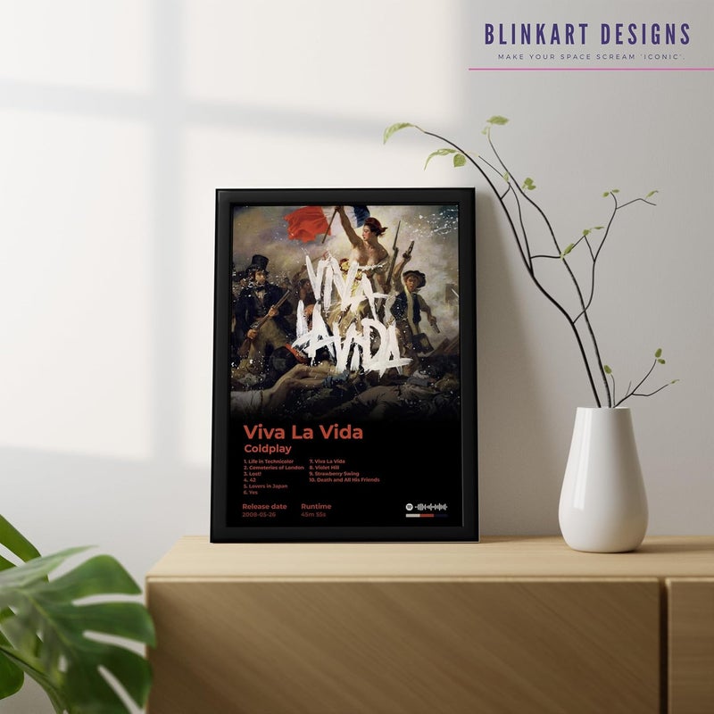 BLINKART BLINKART Aesthetic ColdPlay Viva La Vida Music Album Songs Hanging Photo Frame Poster 13 10 Inch Wall ArtWork Print Decor For Home Bedroom Living Room Bedroom Home Office Study Room Gift  - Image 3