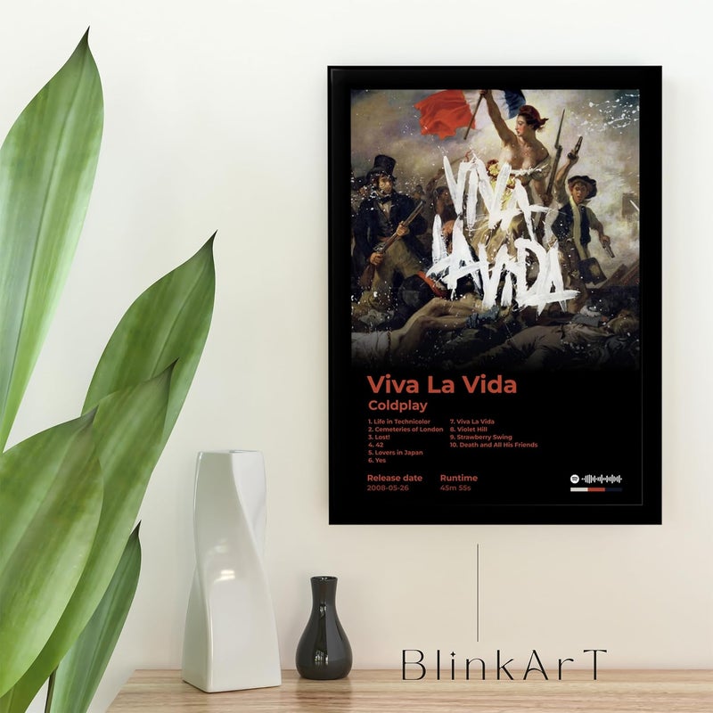 BLINKART BLINKART Aesthetic ColdPlay Viva La Vida Music Album Songs Hanging Photo Frame Poster 13 10 Inch Wall ArtWork Print Decor For Home Bedroom Living Room Bedroom Home Office Study Room Gift  - Image 2