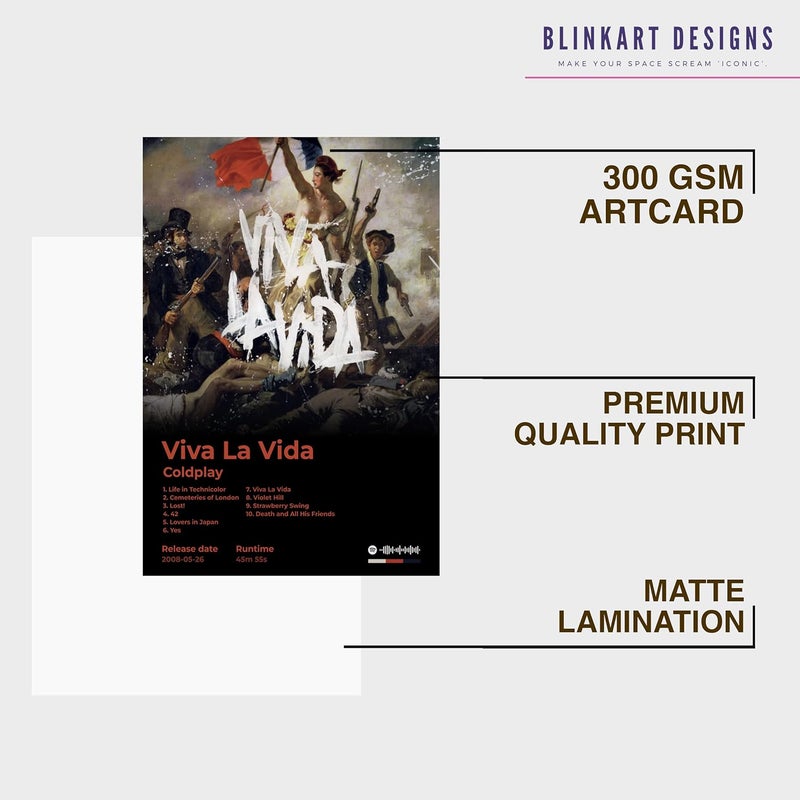 BLINKART BLINKART Aesthetic ColdPlay Viva La Vida Music Album Songs Hanging Photo Frame Poster 13 10 Inch Wall ArtWork Print Decor For Home Bedroom Living Room Bedroom Home Office Study Room Gift  - Image 4