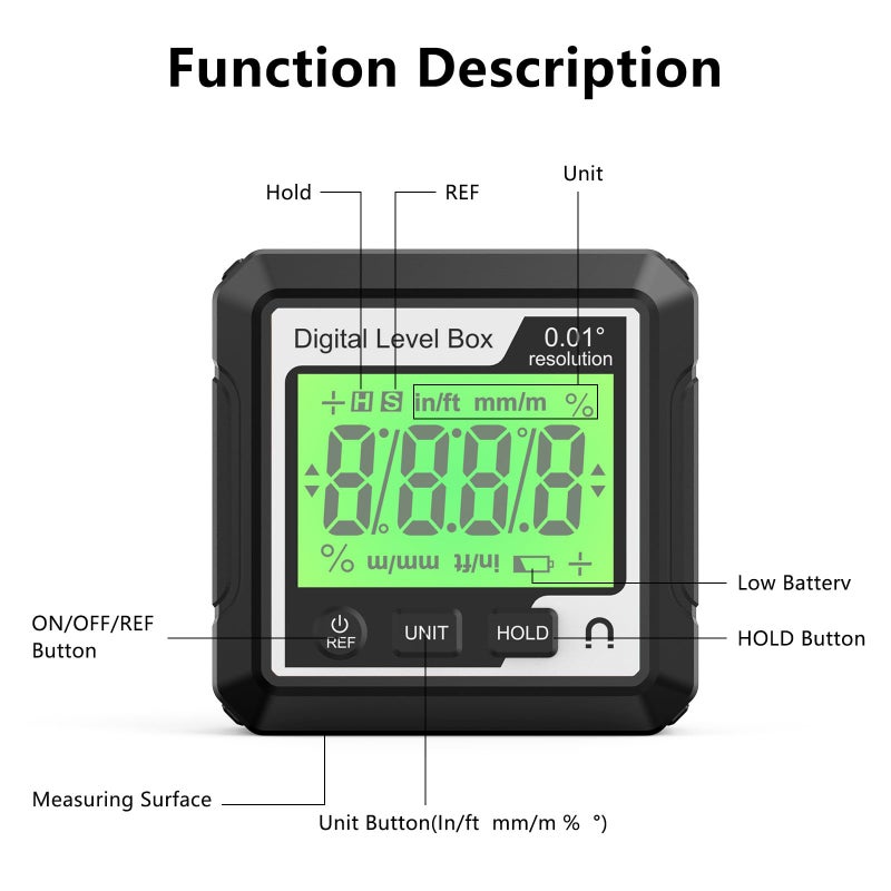 Magnetic Digital Angle Finder Gauge Protractor Inclinometer With LCD Backlight - Image 5