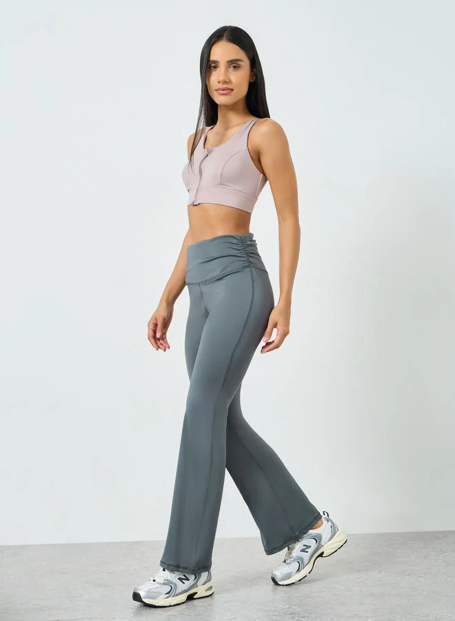 ستايلي اكتيف Charcoal Ruched Waist Flared Leggings