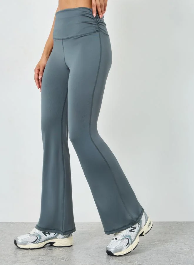 ستايلي اكتيف Charcoal Ruched Waist Flared Leggings