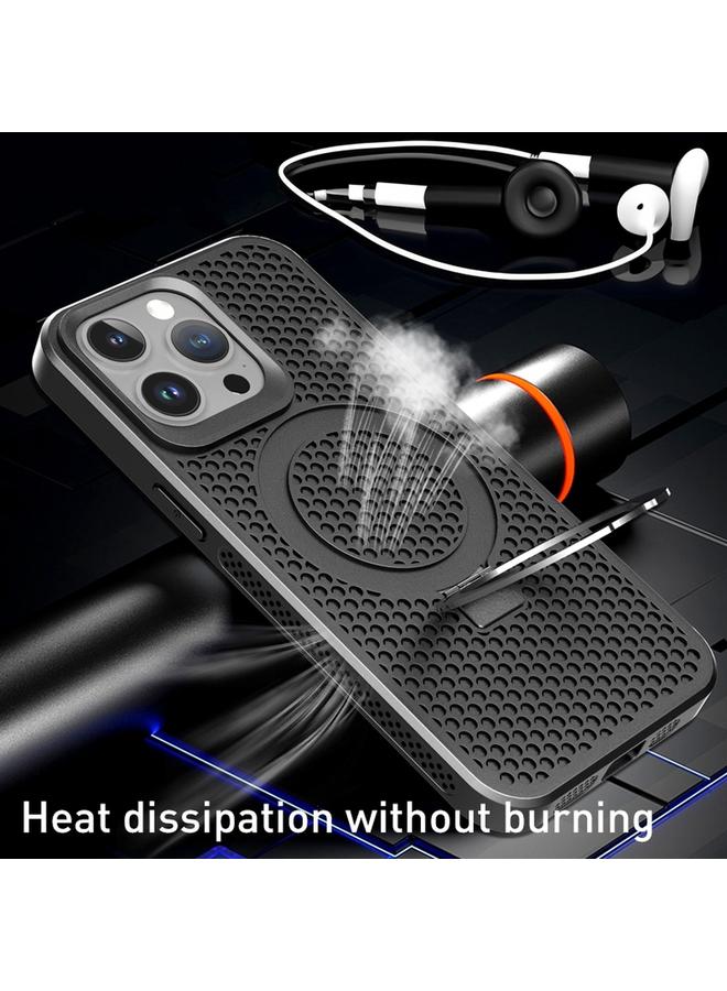Zaboon Case For iPhone 12/12 Pro Skin Feel PC+TPU Cooling Magnetic Magsafe Phone Case with Stand - Image 5