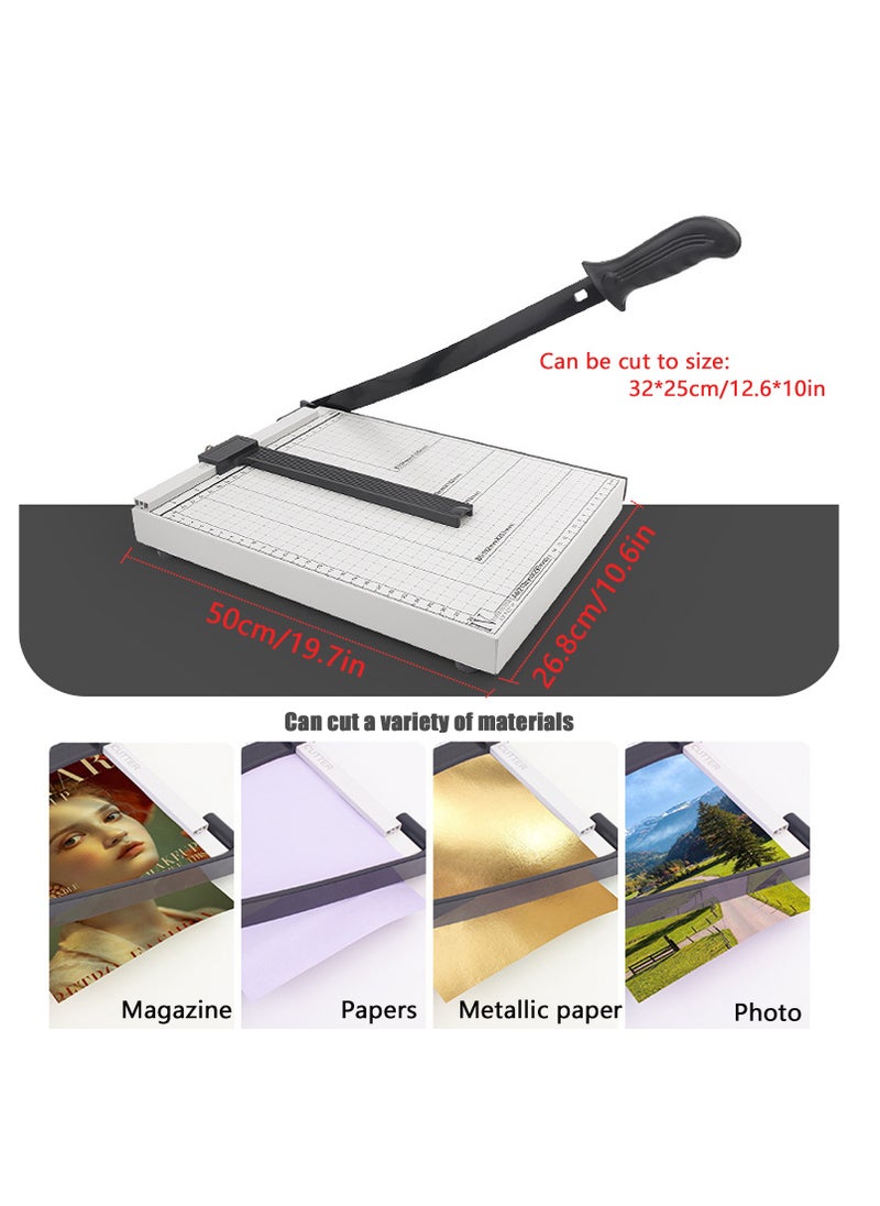 A4 Paper Cutter, Paper Trimmer Guillotine 13in Cutting Length, Commercial Grade Guillotine Paper Slicer Cutter, 12 Sheet Capacity, for Office Home or School