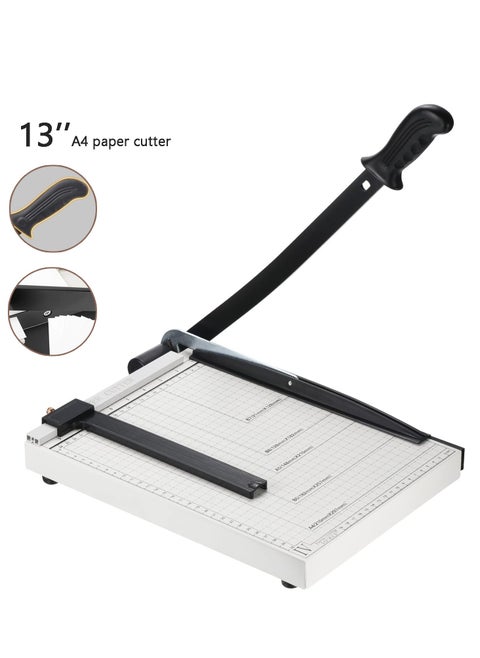 A4 Paper Cutter, Paper Trimmer Guillotine 13in Cutting Length, Commercial Grade Guillotine Paper Slicer Cutter, 12 Sheet Capacity, for Office Home or School