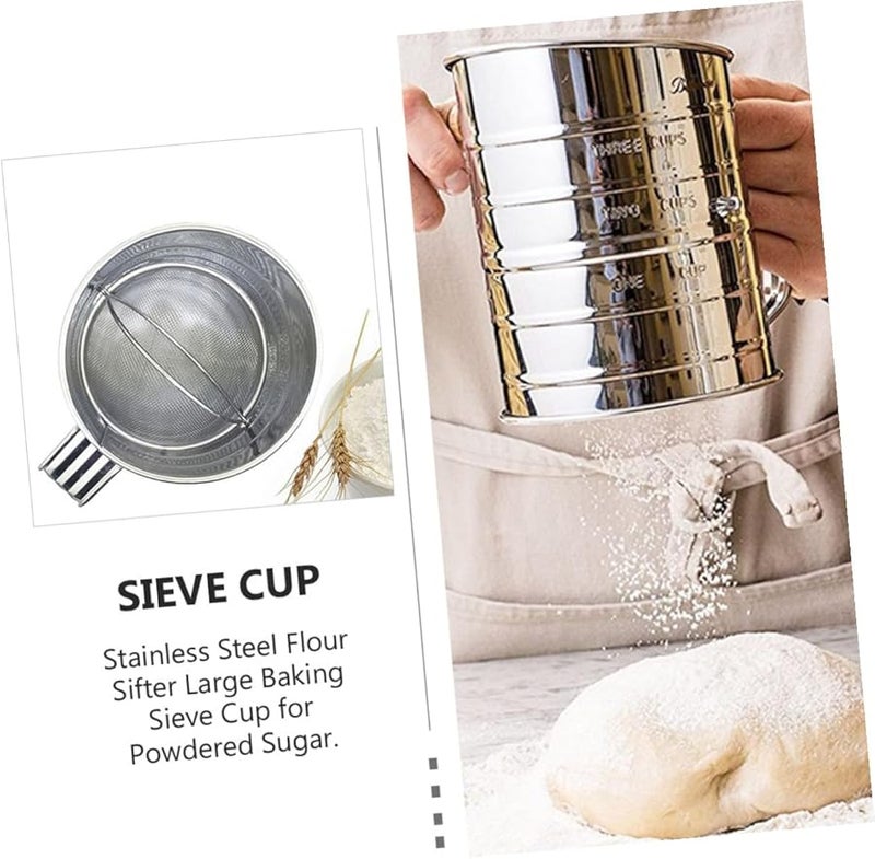 Stainless Steel Hand Crank Flour Sifter Single Mesh Filter Large Capacity Baking Sieve - Image 5