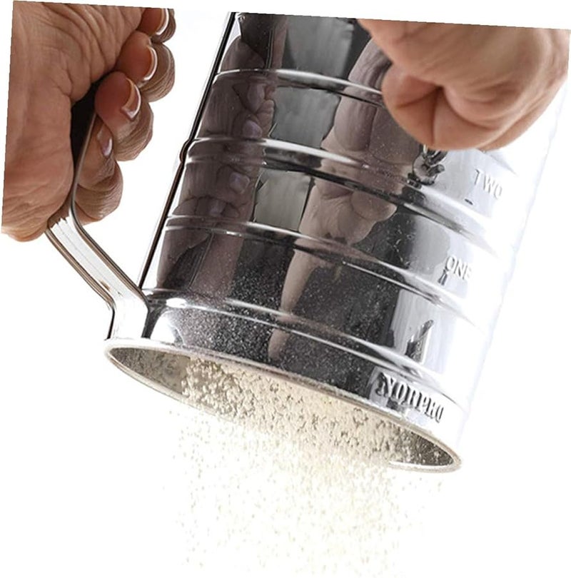 Stainless Steel Hand Crank Flour Sifter Single Mesh Filter Large Capacity Baking Sieve - Image 3