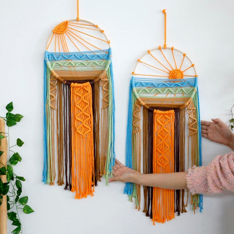 Artilady Sun Wall Decor Dream Catcher - Macrame Hanging Sunrise Wall Art, Large Boho Dreamcatchers Woven Tapestry, Rustic Colorful Room Decor for Bedroom Living Room Nursery (Sunrise) - Image 2