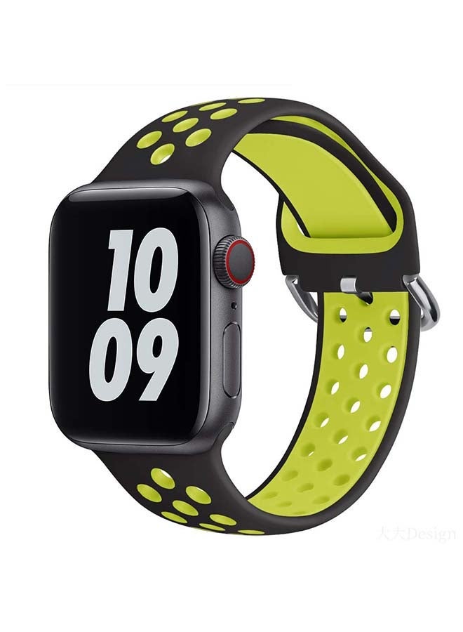 NIBEMINENT Replacement Band For Apple Watch Series 6/SE/5/4/3/2/1 40/38mm Black/Volt - Image 2