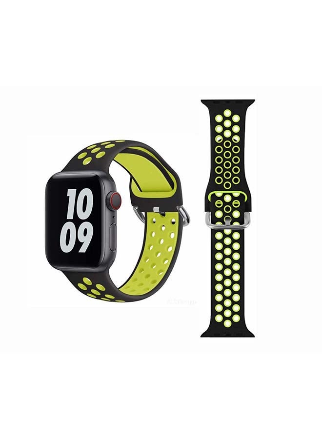 NIBEMINENT Replacement Band For Apple Watch Series 6/SE/5/4/3/2/1 40/38mm Black/Volt - Image 1