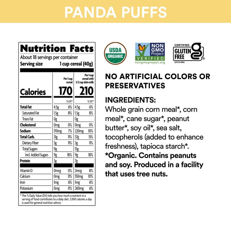 EnviroKidz Organic Panda Puffs Cereal, 10.6 oz (Pack of 1), Peanut Butter, Gluten Free, Non-GMO, by Nature's Path - Image 5
