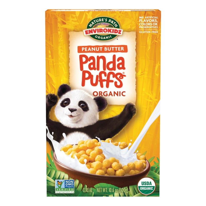 EnviroKidz Organic Panda Puffs Cereal, 10.6 oz (Pack of 1), Peanut Butter, Gluten Free, Non-GMO, by Nature's Path - Image 1