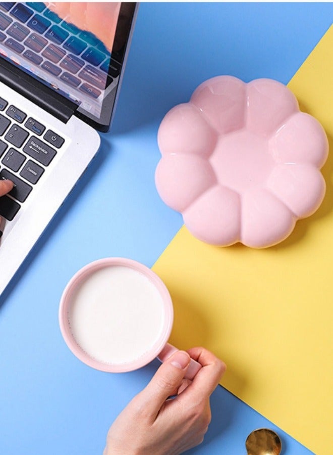 ShebSheb Ceramic Flower Coffee Mug with Saucer,Creative Cloud Coffee Cup,Ceramic Tea Cup Mug for Coffee Milk Tea Latte Yogurt - Image 3