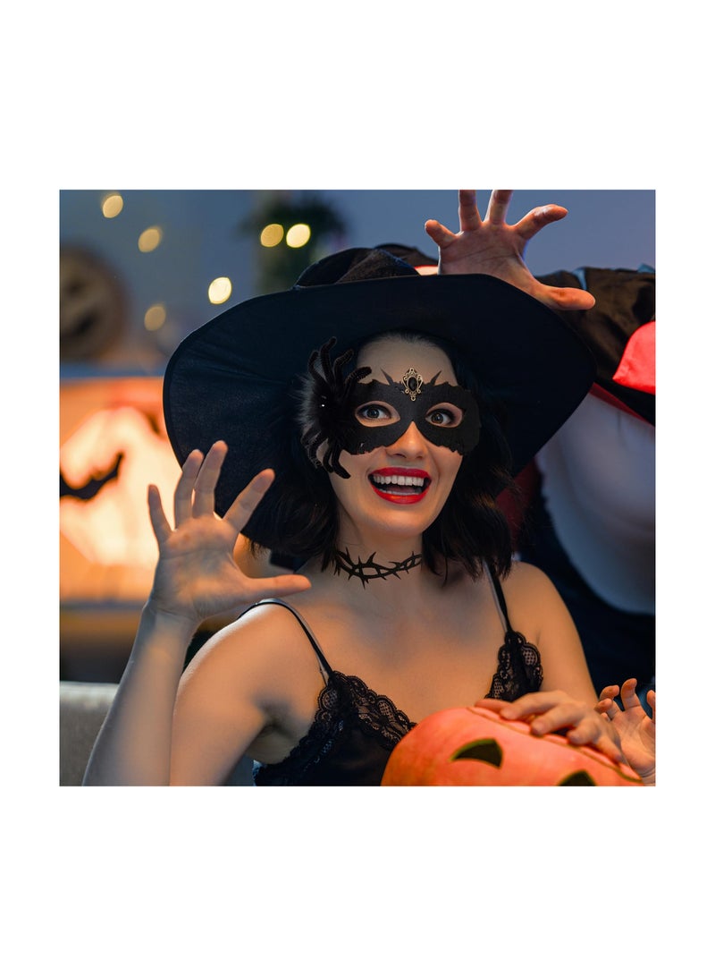 Zikra Black Masquerade Mask for Women, Halloween Mask, Spider Half Face Costume Mask, Fancy Dress Eye Mask Veil for Cosplay Party Girls Women (Size: 28x17x1.8 cm, Necklace: 17x14x1 cm) - Image 3