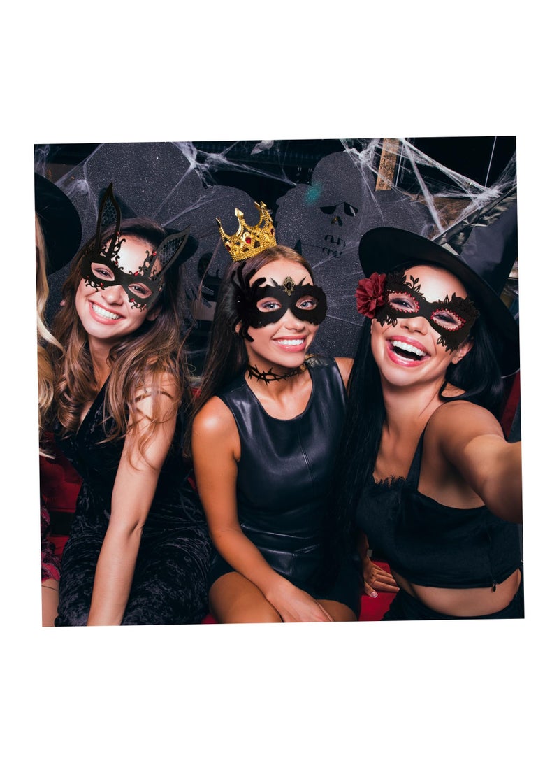 Zikra Black Masquerade Mask for Women, Halloween Mask, Spider Half Face Costume Mask, Fancy Dress Eye Mask Veil for Cosplay Party Girls Women (Size: 28x17x1.8 cm, Necklace: 17x14x1 cm) - Image 5