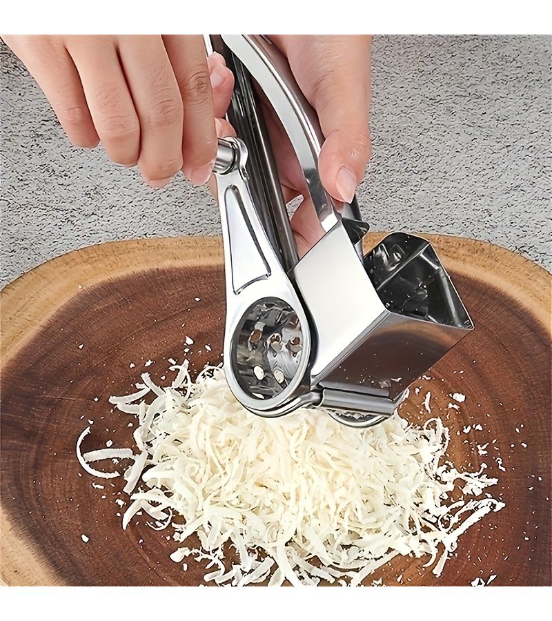 Stainless Steel Cheese Grater Set 2pcs Manual Rotary Shredder - Image 2