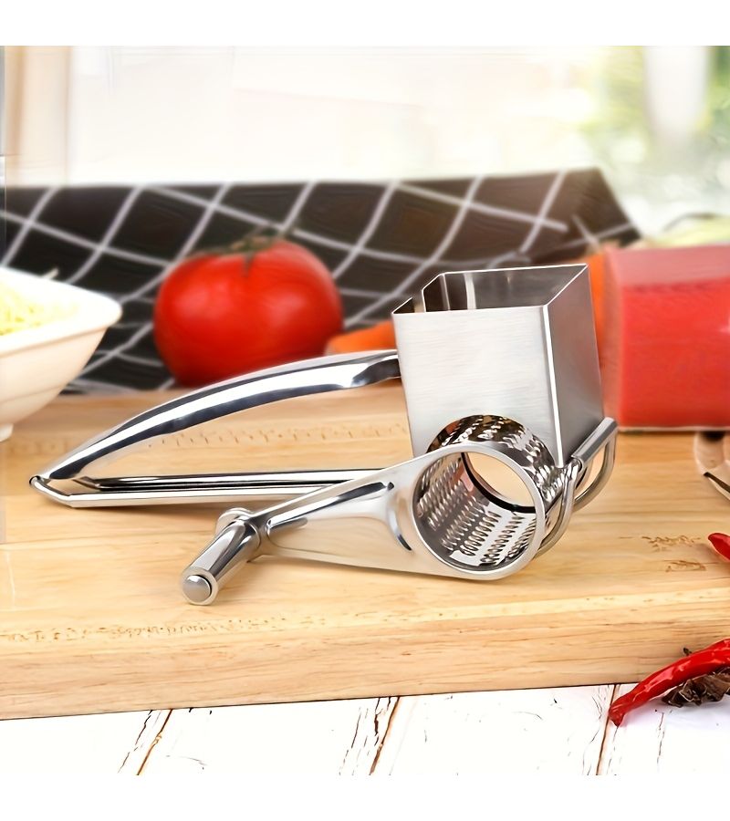 Stainless Steel Cheese Grater Set 2pcs Manual Rotary Shredder - Image 5