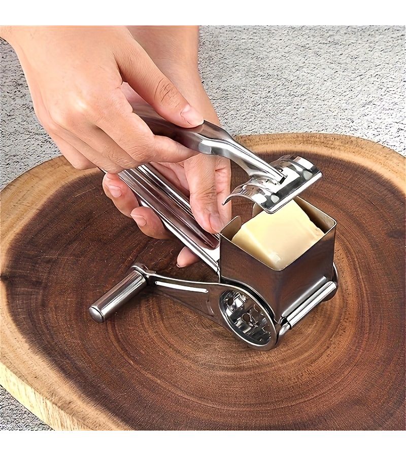 Stainless Steel Cheese Grater Set 2pcs Manual Rotary Shredder - Image 1