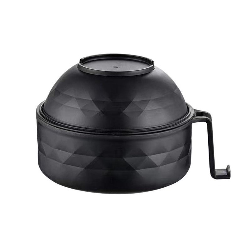 MIIDNTLX Microwave Ramen Bowl,Microwave Ramen Cooker,Mixing Salad Rice Pasta Fruit Instant Noodles Soup Food Kitchen Plastic Plates Bowls with Lid Set College Dorm Room Essentials,Black - Image 1