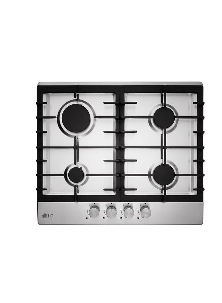 LG Built-in Gas Hob, 60CM, 4 Burners, Silver – HU641BBG.CSTZEEC HU641BBG.CSTZEEC Silver - Image 1