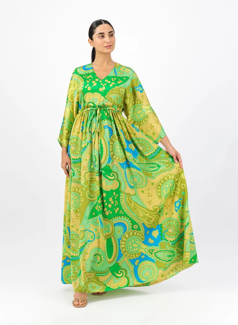 ELVA ELVA Casual Womens Dress with Summer Vibes Design | Womens Dress made of Satin Material with  V-neck | Fashionable to Wear on Various Occasions | bright colors ( Green and Blue) , Sizes S,M,L