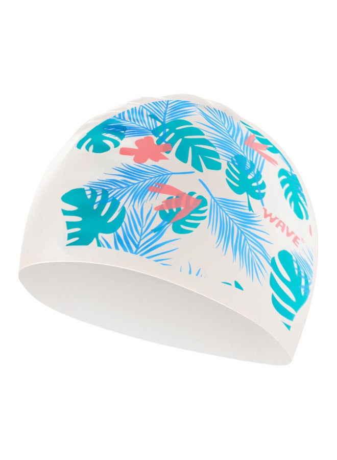 قبعة سباحة للشعر الطويل تصميم موجة بلون واحد، كبيرة الحجم للبالغين، مقاومة للماء، حافظة للشعر، سيليكون للرجال والنساء
