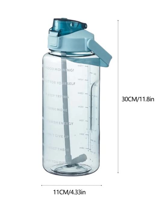 Gokich Gokich Plastic Water Bottle 2000ML for SportsGym Rainbow Water Bottle with Time Marker Straw Multicolor 1 Piece 2000ml  - Image 4