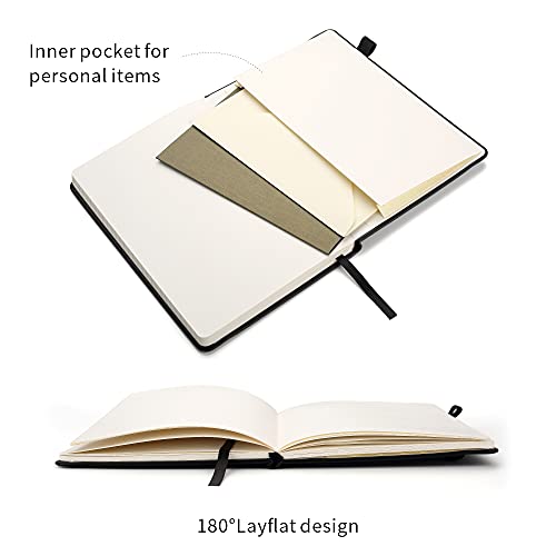 Deziliao Lined Journal Notebooks with Pen Loop, Hardcover Notebook Journal for Work, 100Gsm Premium Thick Paper with Inner Pocket, Medium 5.7"x8.4", （Black, Ruled） - Image 4