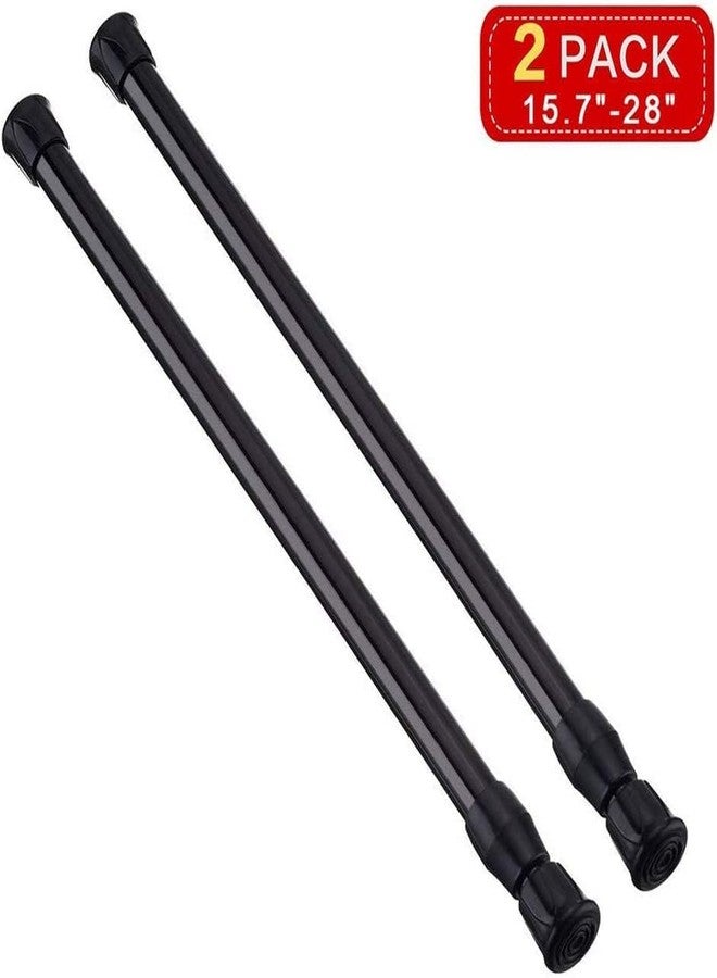 Ebonee 2PCS Tension Rod Window Short Curtain Rod,15.7 to 28inch Small Tension Rods, Adjustable Curtain Extension Closet Tension Rods for Cupboard, Black - Image 3