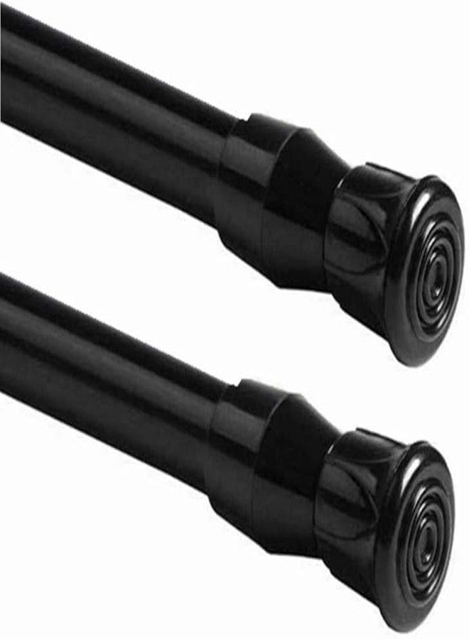 Ebonee 2PCS Tension Rod Window Short Curtain Rod,15.7 to 28inch Small Tension Rods, Adjustable Curtain Extension Closet Tension Rods for Cupboard, Black - Image 1