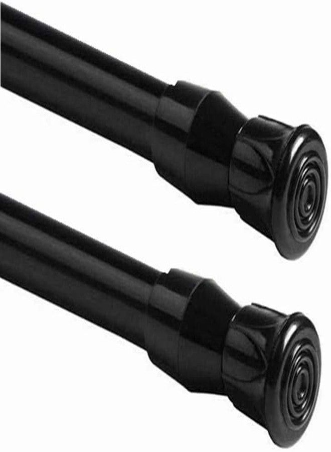 Ebonee 2PCS Tension Rod Window Short Curtain Rod,15.7 to 28inch Small Tension Rods, Adjustable Curtain Extension Closet Tension Rods for Cupboard, Black - Image 2