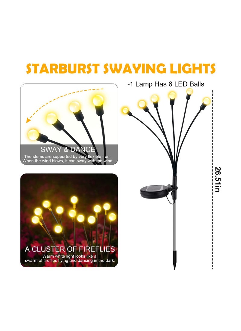 SYOSI SYOSI Solar Lights Outdoor Garden,  2Pack 6LED Solar Firefly Lights, Waterproof Swaying Solar Lights with 2 Modes, Solar Garden Decorative Lights Yard Patio Pathway Decoration, Warm White  - Image 2