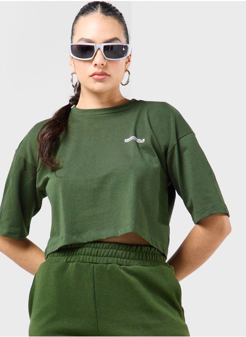 Boxy Space Printed Cropped T-Shirt