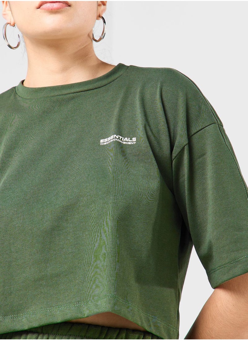 The Giving Movement - Boxy Space Printed Cropped T-Shirt - Image 1