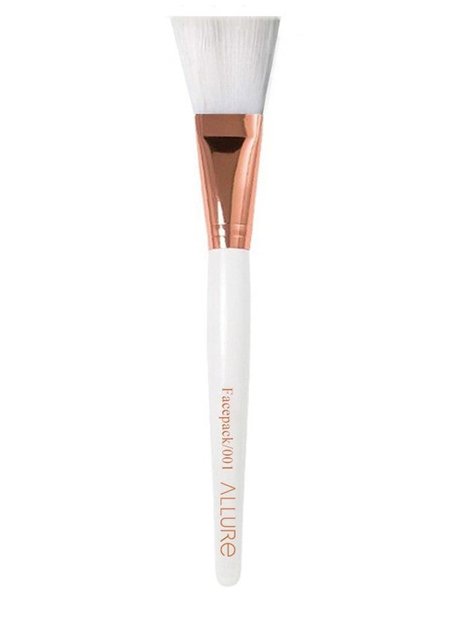 ALLURE Professional Face Pack Brush, Rose Gold Ferrule, Pearl White Wooden Handle, Nylon Fibers - Image 1