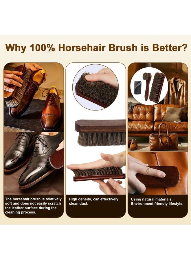 Lyssra 2-Piece Horsehair Shoe Brush Set with Beech Wood Handles – Premium Polishing and Cleaning Brushes for Leather Shoes – Soft, Durable Bristles for a High Shine and Gentle Care - Image 2