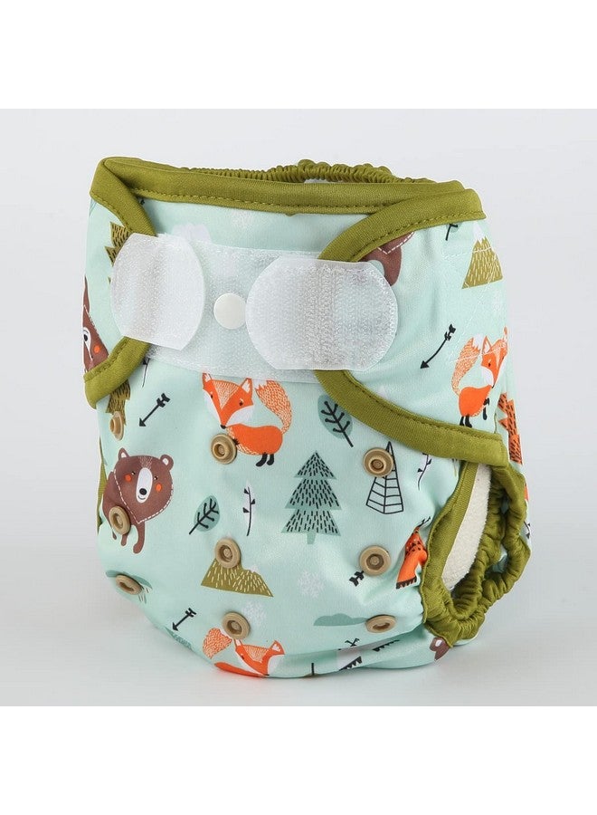 Sigzagor Baby Cloth Diaper Cover Nappy Hook and Loop Double Gusset 6.6lbs to 33lbs (Teepee Bears Foxes) One Size - Image 2