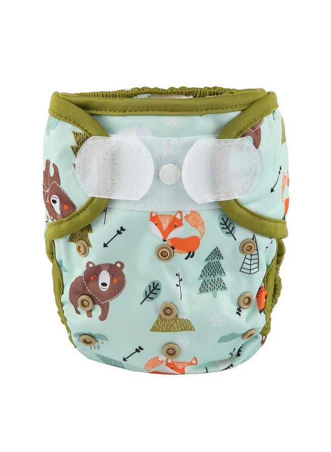 Sigzagor Baby Cloth Diaper Cover Nappy Hook and Loop Double Gusset 6.6lbs to 33lbs (Teepee Bears Foxes) One Size - Image 1