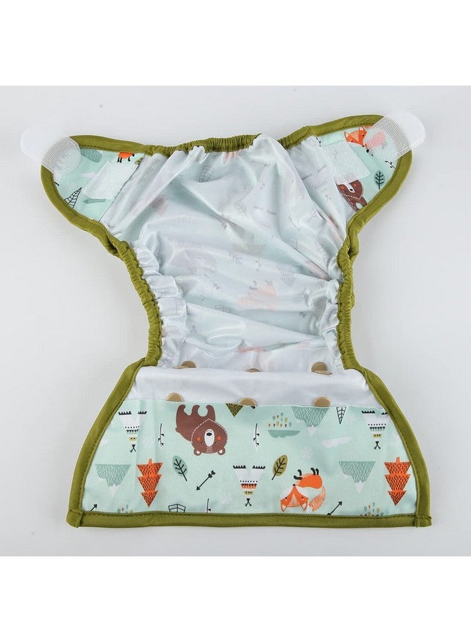 Sigzagor Baby Cloth Diaper Cover Nappy Hook and Loop Double Gusset 6.6lbs to 33lbs (Teepee Bears Foxes) One Size - Image 4
