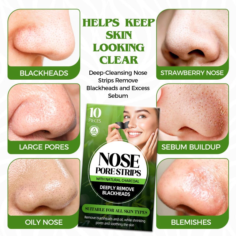 Bellisinno Blackhead Remover Strip, Nose Strips Blackhead Remover, Charcoal Pore Strips for Men and Women, Deep Cleansing and Oil Control, Instantly Unclogs Pores, Nose Strips for All Skin Types (10 Counts) - Image 3