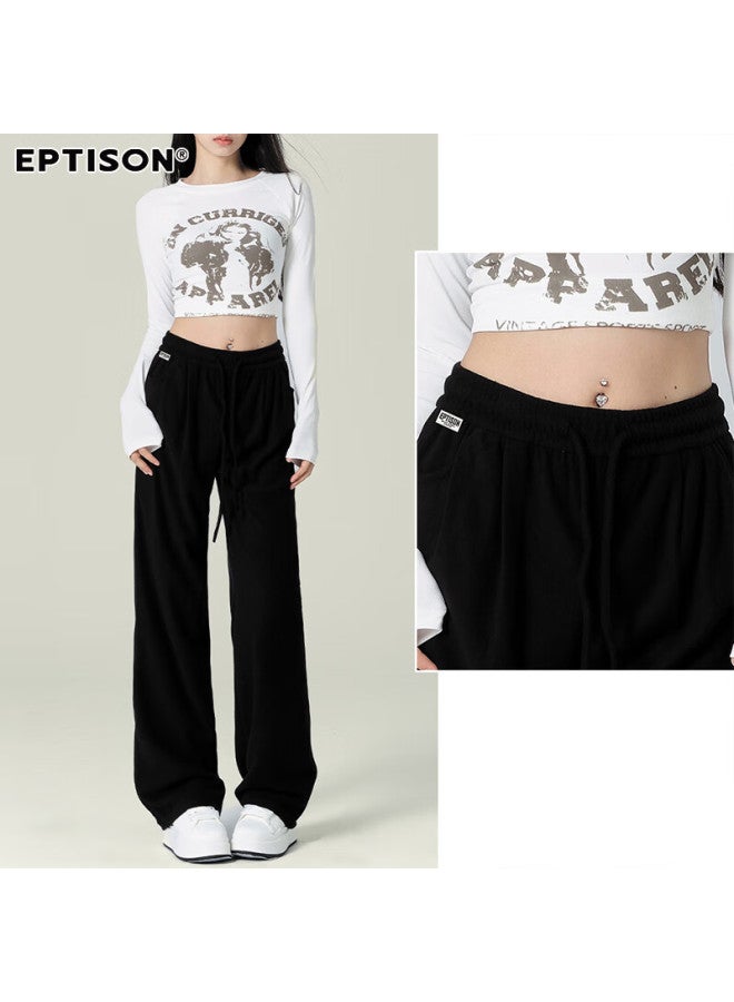EPTISON Yipintiancheng Wide-leg Casual Pants For Women, High-end Fashion, 2028 Autumn Season, Lazy Draping Slimming Knitted Sweatpants For Wome - Image 5