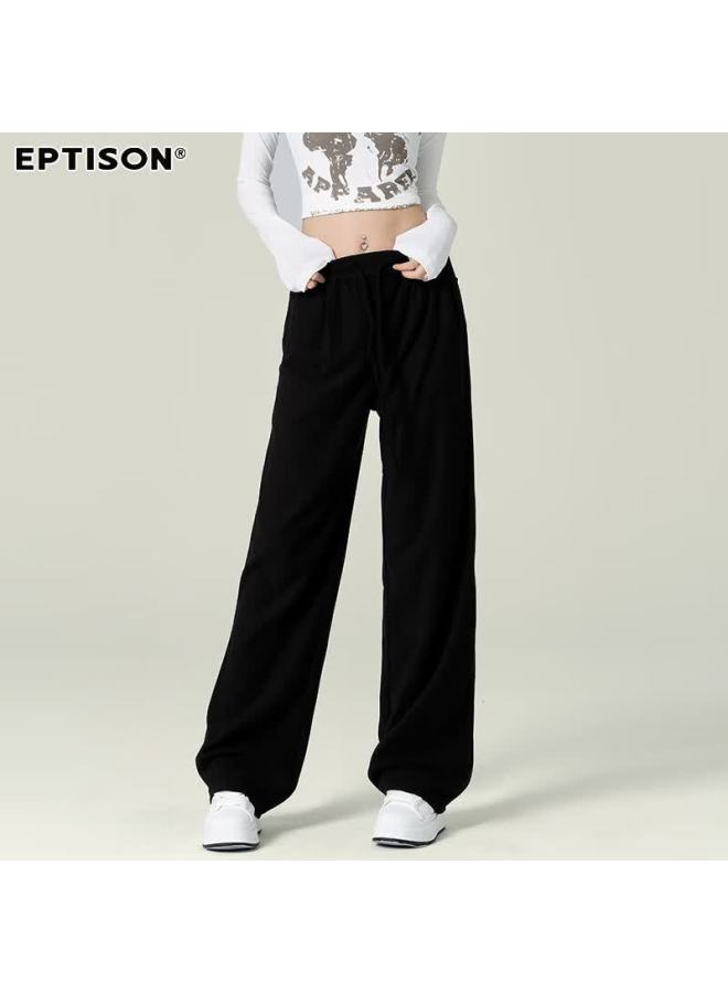 EPTISON Yipintiancheng Wide-leg Casual Pants For Women, High-end Fashion, 2028 Autumn Season, Lazy Draping Slimming Knitted Sweatpants For Wome - Image 1