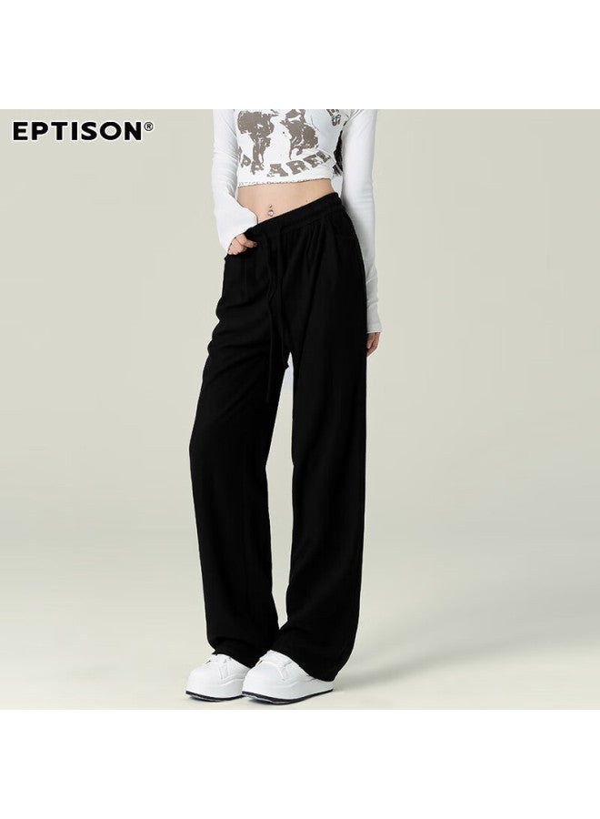 EPTISON Yipintiancheng Wide-leg Casual Pants For Women, High-end Fashion, 2028 Autumn Season, Lazy Draping Slimming Knitted Sweatpants For Wome - Image 3