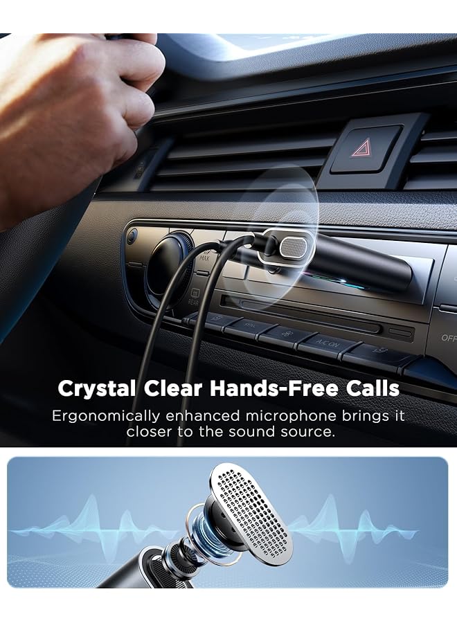 SYOSI Bluetooth 5.3 Receiver, Hifi Deep Bass Sound Aux Bluetooth Adapter For Car 3.5Mm Jack Kit With Built-In Microphone Aux Input For Car Home Stereo Wired Headphones Hands-Free Call Dual Connection - Image 3