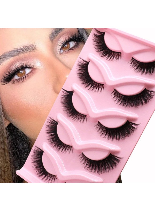 Veleasha Cat Eye Lashes Natural Look Fox False Eyelashes Gorgeous Wispy Faux Mink Lashes 5 Pairs Pack (Charming) - Image 1